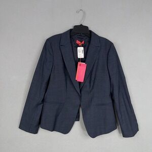 Lavia Blazer Womens 48 Blue Wool Stretch Tailored Jacket Career Work Luxury Coat